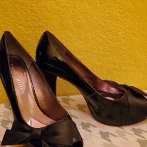 Black Patton peep toe heels